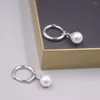 Kolczyki Dangle Real S925 Sterling Silver for Women Mother of Pearl Ball 6 mm Drop