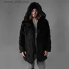 Manteau en fausse fourrure pour hommes, manteau en fausse fourrure, Long manteau à capuche, chaud et décontracté, veste en laine, grande taille S-6XL, Q231212