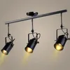 Loft vintage LED -spårlampor smidesjärn taklampor Klädbar Spotlight Industrial American Style Rod Spot Lighting328o