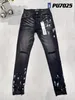 Purple Jeans Mens Designer for Brand Hole Skinny Motorcycle Trendy Ripped Patchwork All Year Round Slim Legged KOBN