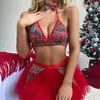 Sexy Set OMSJ 3Pcs Christmas Sexy Erotic Suits For Women Contrast Colors Costume Sex Clothes Claus Santa Cosplay Party Underwear Uniforms 231214