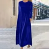 Robes décontractées Gold Velvet Col rond Robe longue pour femmes minces et élégantes Club Soirée Sexy Moulante