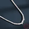 Ketten S925 Sterling Silber Unregelmäßige Volle Set Zirkon Halskette Einreihige Hip Hop Stil Hohe Qualität Schmuck Für Frauen