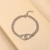 Браслеты-ссылки, простой регулируемый браслет из нержавеющей стали с подвеской, женский браслет, ювелирный подарок