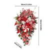 Flores decorativas grinalda de natal porta pendurado ornamentos swag vermelho branco doces árvore de cabeça para baixo para férias inverno