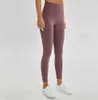 Naked Material Women Yoga Pants L-85 Solid Color Sports Gym Wear Leggings Hög midja Elastisk fitness Lady total tights Workout 23121