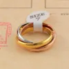 Bagues classiques à trois anneaux pour hommes et femmes, bagues de Style Simple à la mode avec trois couleurs, anneaux en or Rose 282B