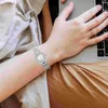 Montres-bracelets 2 pcs montre à quartz bracelet bling dame montres pour filles bijoux en argent sterling brillant