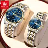 Wristwatches OLEVS 5513 Couple Watch Pair for Men And Women Luxury Stainless Steel Waterproof Quartz Wristwatches Fashion Lover's Watch Sets 231213