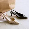 Sapatos de vestido 2024 verão mulheres capa toe apontou sandálias de salto alto para artesanal retro stiletto