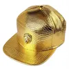 Hip Hop Rap 5 Panel Metal Gold Lion Head Pu skórzana baseball Cap Casual Unisex Belt Burza Klucz Czapki Czarnoczerwone 210623258N