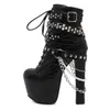 Boots Chain 16CM Super High Heel Short Female Hate Tiangao Rivet Night Club Stage Show Performance 230830