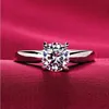 18K Classic 1 2CT White Gold Plated Large Cz Diamond Rings Top Design 4 Prong Bridal Wedding Ring for Women281J