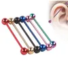 5 couleurs de bonbons 38mm longue barre industrielle haltère piercing spirale boucle d'oreille barre de perçage en acier bouchon d'oreille Stretcher2349