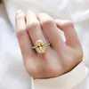 Band Rings PANSYSEN 100 925 Sterling Silver Oval Cut Citrine Simulated Diamonds Ring Women Wedding Party Fine Jewelry Wholesale 231212