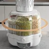 Organização de armazenamento de cozinha 6-grade rotativa dispensador de arroz de grãos selado cereal balde separado recipiente de alimentos secos redondo tanque de armazenamento de arroz caixa de armazenamento 231213