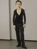 Scena Wear Boys Łacińskie konkurencja Tańca Kostium V Neck Black Pants Rumba Tango Waltz Dancing Performfit Practice DL11463