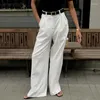 Calças femininas Alieneon Widel Perna Casual Cintura Alta Mulheres Coreanas Calças de Rua Sólida Branco Vintage Moda Pantalon Mujer Escritório