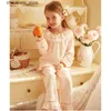 Pajamas Spring Autumn Kid Sleepwear.Girl's Cotton Pink Long Sleeve Pajama Sets.Toddler Baby Ruffle Pyjamas Set Cute Childrens Clothing
