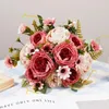 Fiori decorativi Peonia di seta Margherita artificiale Bouquet da sposa rosso di alta qualità Decorazioni per matrimoni Fiori finti Accessori per la casa Artigianato