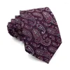 Bow Ties Fashion Vintage Paisley Floral Jacquard 8 cm slips för män högkvalitativa affärsblå slips manliga akceossorier presentförpackning