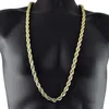 8mm Thick 76cm Long Solid Rope ed Chain 24K Gold Silver Plated Hiphop ed Chain Necklace For mens293O