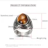 Wedding Rings Wholesale Retro Jewelry turquoise Stone For Men Steel Inlaid Three Colors Onyx Ring Domineering Opal 231213