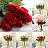 Flores decorativas 1pc casamento decoração de casa rosa flor falsa diy sentir hidratante peças de mesa noiva segurando