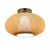 Luzes de teto 32/40/50cm bambu vime rattan redondo tecido luminária natural país japonês vintage montagem embutida plafon la231f