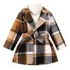 Abrigo Citgeett Winter Kids Girls Chaqueta de manga larga Turn Down Collar Botón Plaid Cinturón Ropa de otoño 231213