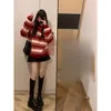 Womens Sweaters Christmas striped knitted sweater for womens round neck long sleeved colorful block velvet soft and warm pull winter 231213