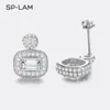Stud Earrings SP-LAM Luxury Tiny CZ Paved Moissanite Mainstone Fine Jewelry Emerald Cut Vintage Fashion Accessories For Women
