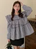 Women's Blouses Shirts OCEANLOVE Sweet Korean Fashion Ropa Mujer Solid Ruffles Pleated Loose Autumn Women Blouses Elegant Chic Shirts Kawaii Tops YQ231214