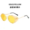 Yeni Steam Punk Style Ters çevrilmiş örgü çerçeve retro güneş gözlüğü moda Avrupa ve amerikan sarılı yan çevirmiş güneş gözlüğü