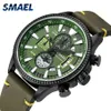 Smael Men's Watch Double Hollow Windows Top Brand Luxury Watch Men Luminous Mode يشاهد الجلود Relogio Maschulino 9097 NICE 256U