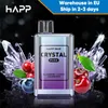 Оригинальный HAPP Bar 6k Puffs Crystal Vape 6000 Puff Электронные сигареты С сетчатой катушкой Одноразовые ручки для вейпов 2 мг 5 мг Предварительно заполненное устройство 1500 мАч Огромная батарея Einweg zigarette