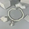 Modemärkesdesigner Pendant Neckor Letter Chokers Luxury Women Jewelry Metal Pearl Necklace Westwood For Woman Chain QS84