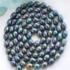Collier de perles naturelles noires, 10-12mm, 48 pouces, accessoires en or 14 carats, 268c