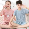 Pigiama Teen Pigiama Estate Set di abbigliamento per bambini Pigiama a maniche corte Bambini Ragazzi Vestiti per la casa Indumenti da notte in cotone per 6 8 10 12 15 anni