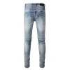 Men Designer Jeans Big and Tall Trousers with Hole Denim for Man Skinny Rock Biker Slim Fit Blue Hip Hop Mens Buckle Long Straight Zipper Fl