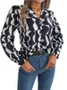 여성용 블라우스 가을/겨울 통근 기질 대비 대비 스트라이프 슈트 칼라 긴 소매 셔츠 독립 스테이션 크로스 국경 마모