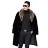 Pele masculina faux 2023 inverno masculino inteiro casaco de pele de vison comprimento grande tamanho imitação trincheira colarinho moda coreana jaqueta masculina de luxo 231214