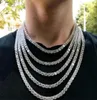 2021 12 mm Miami Cuban Link Chain Naszyjnik Bracelet tenisowy zestaw dla męskiego Bling Hip Hop losowane Diamond Złoty Srebrny Raper W1925349