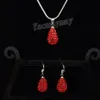 Crystal Jewelry Set 9 Colors Rhinestone Water Drop Shaped Pendant Earrings And Necklace For Party 5 Sets lot Whole300q