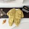 Kleidungssets MiniAinis Herbst-Baby-Set aus dicker, mit Baumwolle gepolsterter, warmer Jacke und Hose, 2-teiliges Set aus weichen Pyjamas für Mädchen und Jungen, Kleidungsset 231214