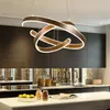 AC90-264V moderne hanglampen kroonluchter voor woonkamer eetkamer geometrie C-ringen acryl aluminium behuizing LED-verlichting plafond201N