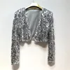 Women's Jackets SIDAIMI Women Coat Shining Sequined Long Sleeve Cropped Length Open Front Bolero Shrug Sequin Cardigan Short Jacket 20# 231213