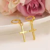 Exclusief speciaal ontwerp Christian Vogue Womens True Real 14K massief fijn geel goud GF Crucifix Cross tijdloze charme oorbellen259f