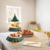 Feestdecoratie Prachtige 2-Tier Snack Display Stand Creatieve Kerstboom Vorm Voedsel Taart Gebak Server Kerst Thuisbenodigdheden