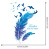 Art Blue Feather Vogel muurstickers woonkamer muurstickers aquarel handgetekende natuur slaapkamer decoratieve stickers behang